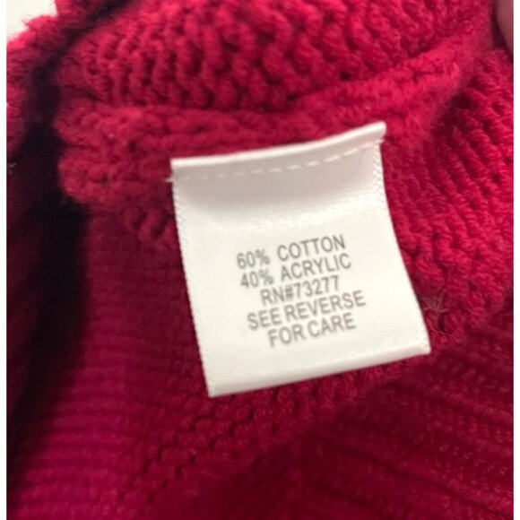 Croft & Barrow Womens Red & Black Nordic Knit Sweater S Cotton Acrylic Winter - Picture 3 of 4